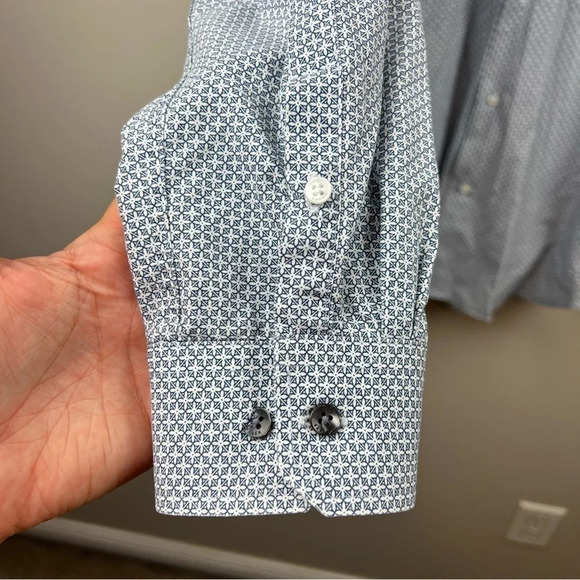 Ted Baker Button Up Dress Shirt Mens Size 15.5 Blue Work Career Professional - Picture 4 of 9